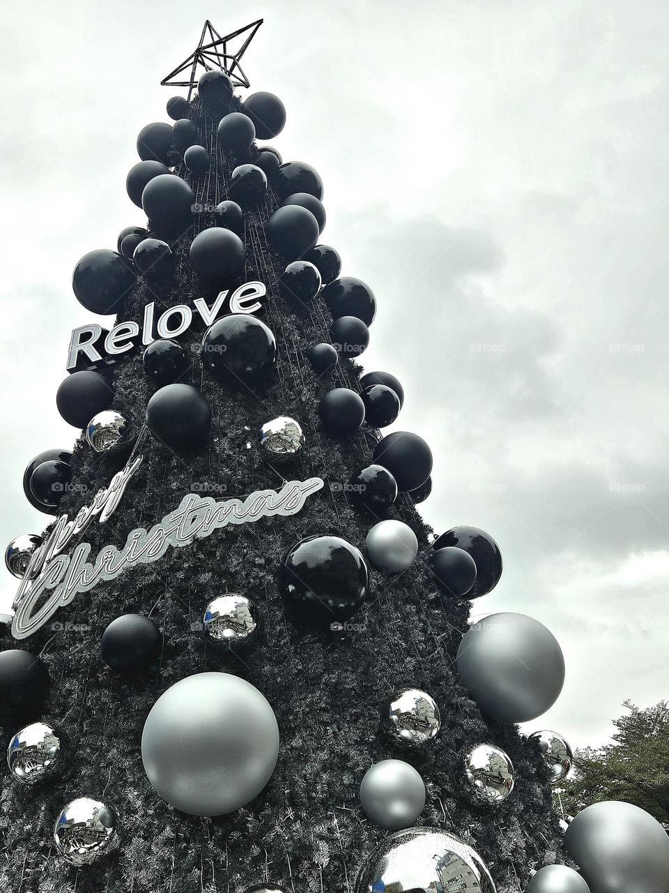 Christmas tree retro grayscale tones