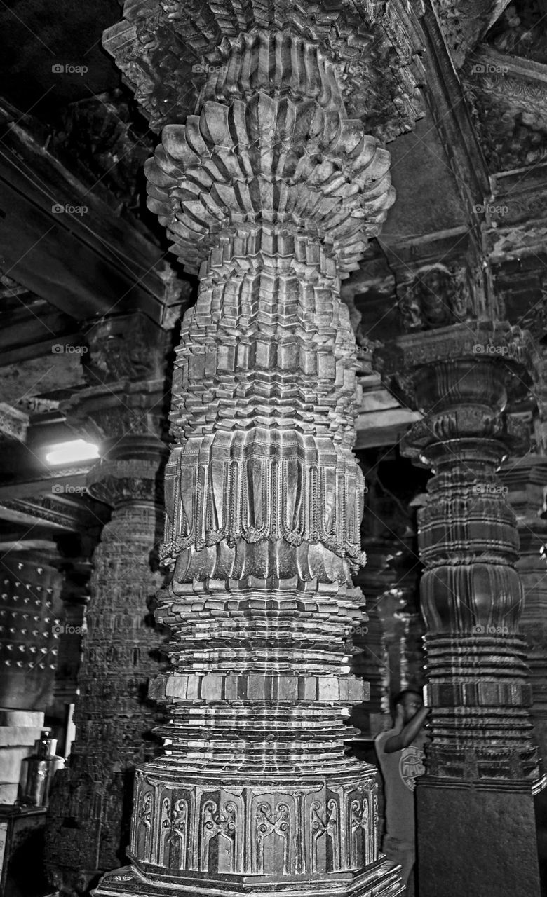 Fine art - Hoysala  - pillar  - carved