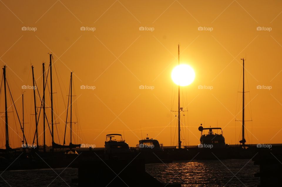 Sailboat in sunset