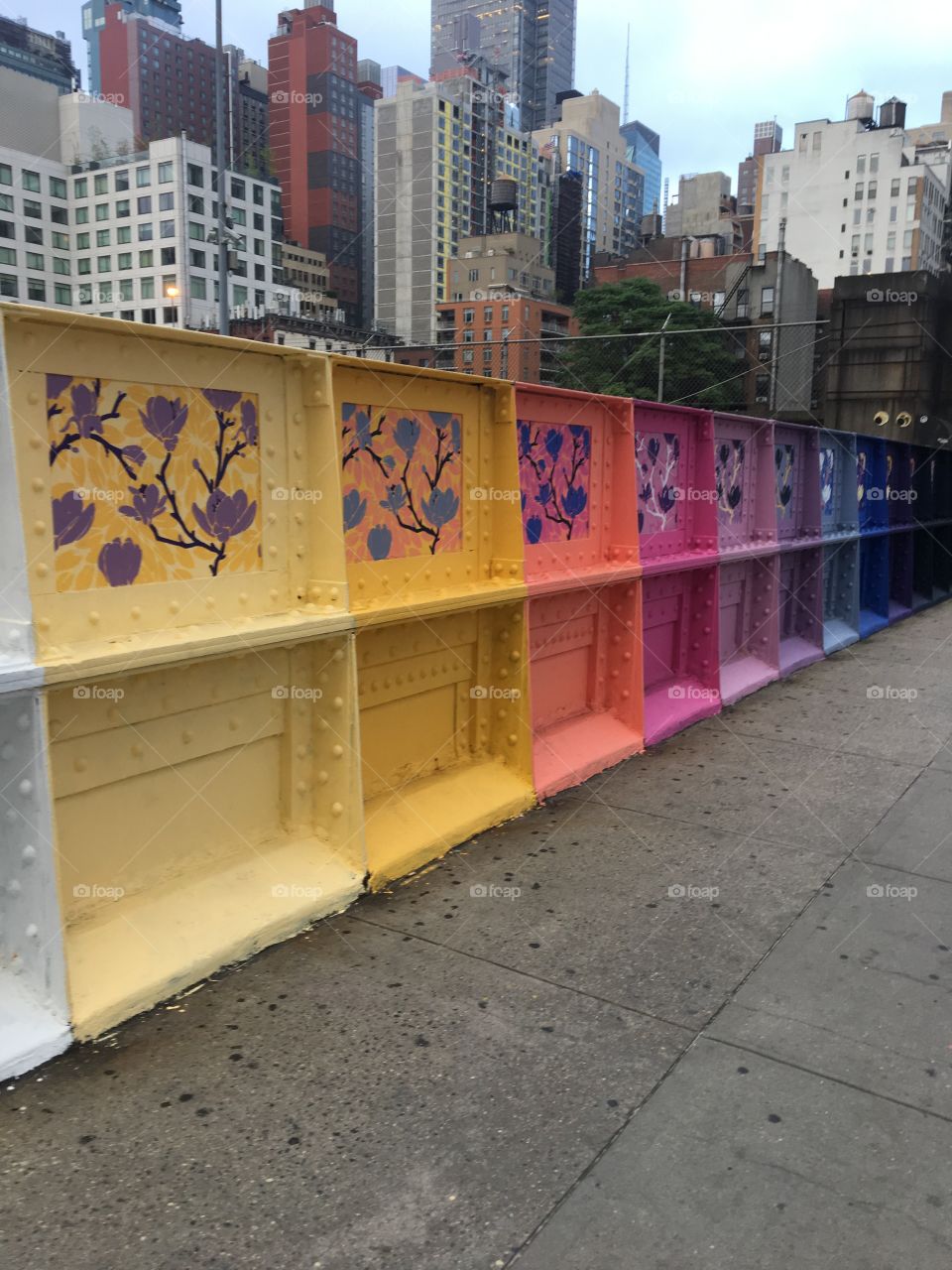 NYC street art wall in monochromatic color scheme 