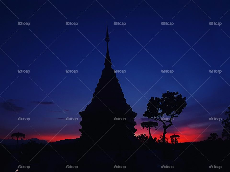 Pagoda after sunset