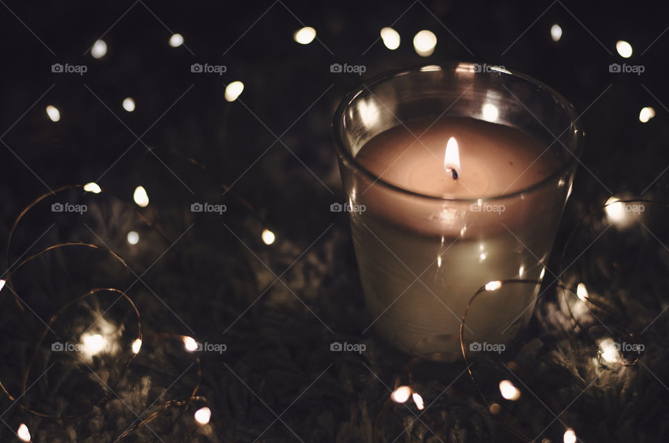 Christmas lights and candles