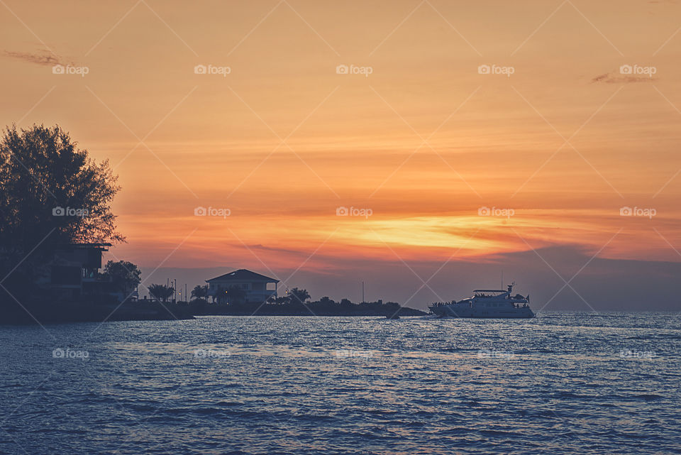 Scenic view at dramatic sky