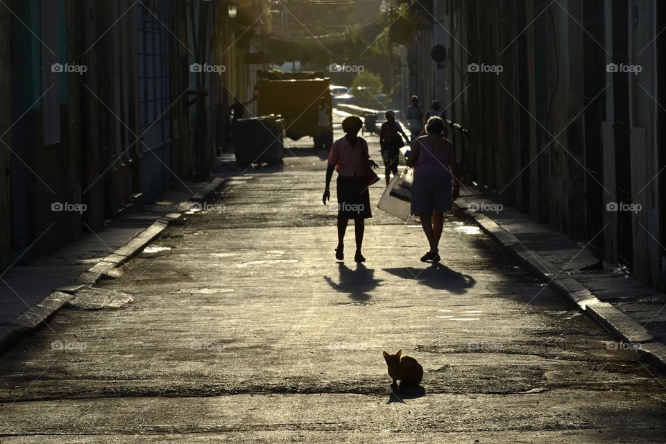 In the morning at old Havana streets 