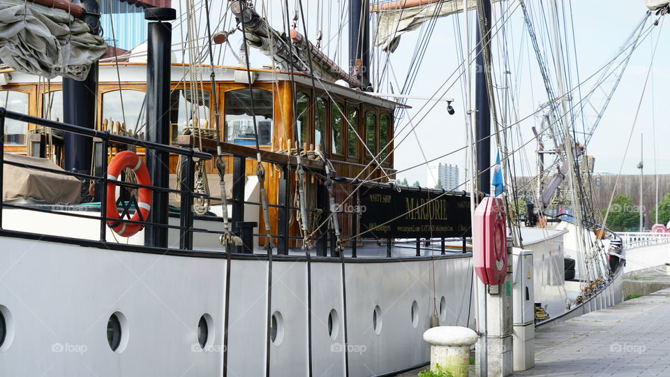 Ship at the old port of Antwerp.