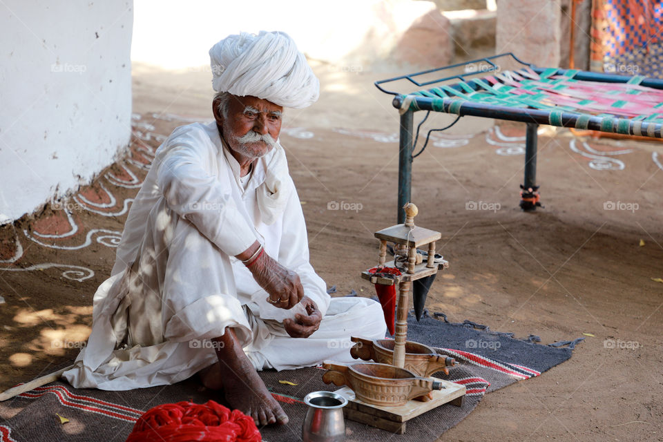 Indian old man from Bishnoi community in Jodhpur, Rajasthan, India