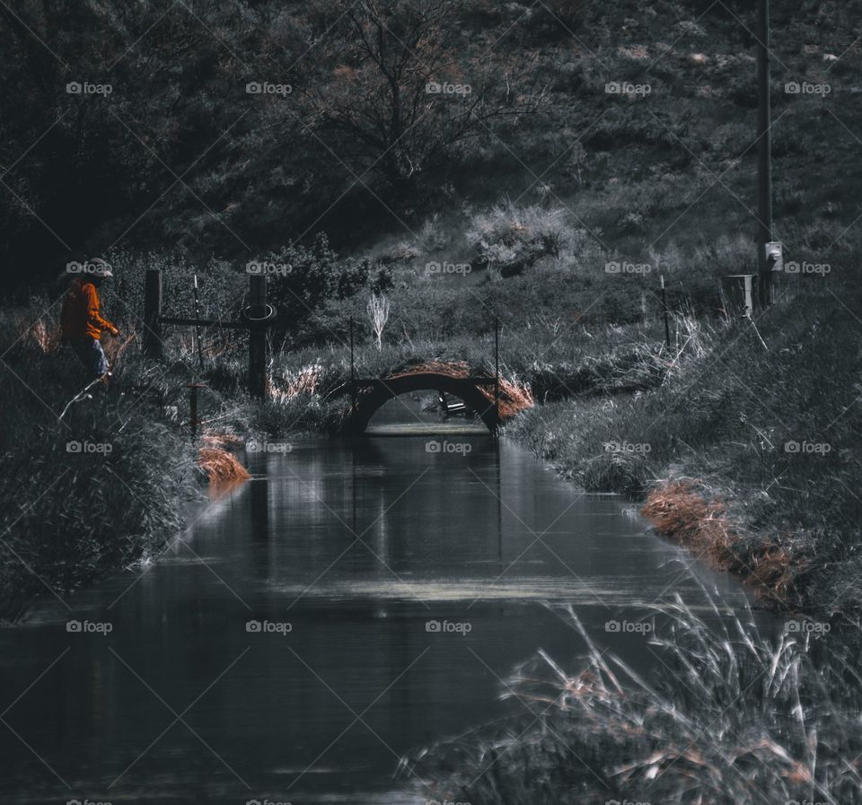 Dark river being encroached upon.