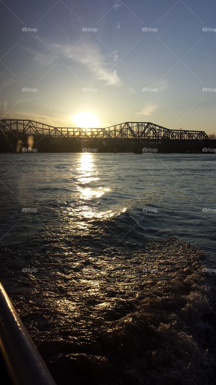 Water, Bridge, Sunset, No Person, Sea