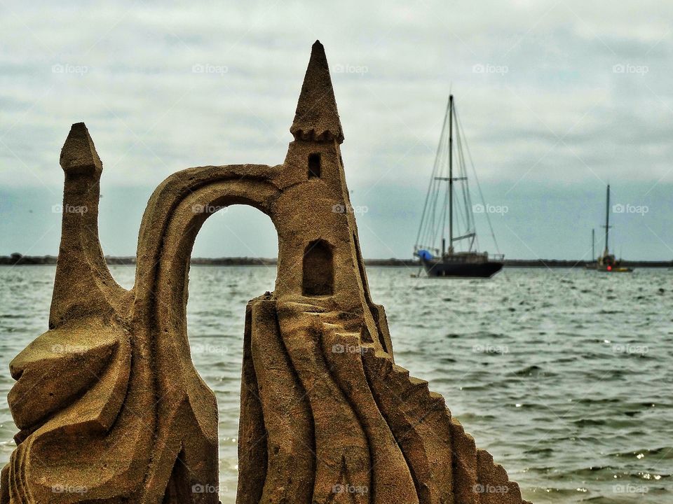 Sand Castle And Sailboat