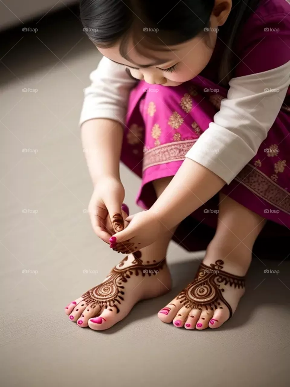 Henna engraving on feet