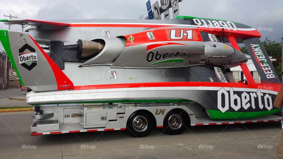 Hydroplane boat. water racing