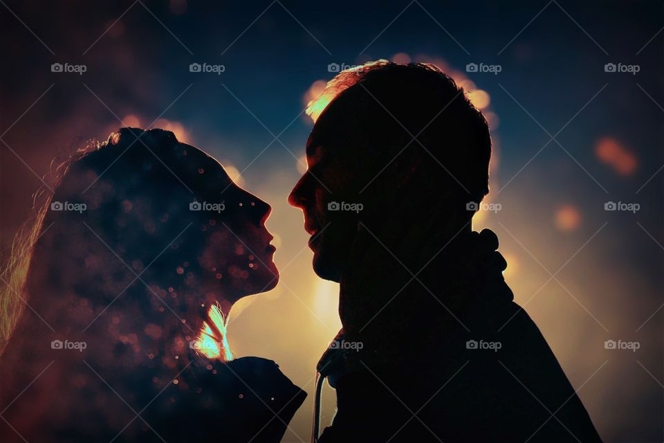 Man and woman kiss love story 