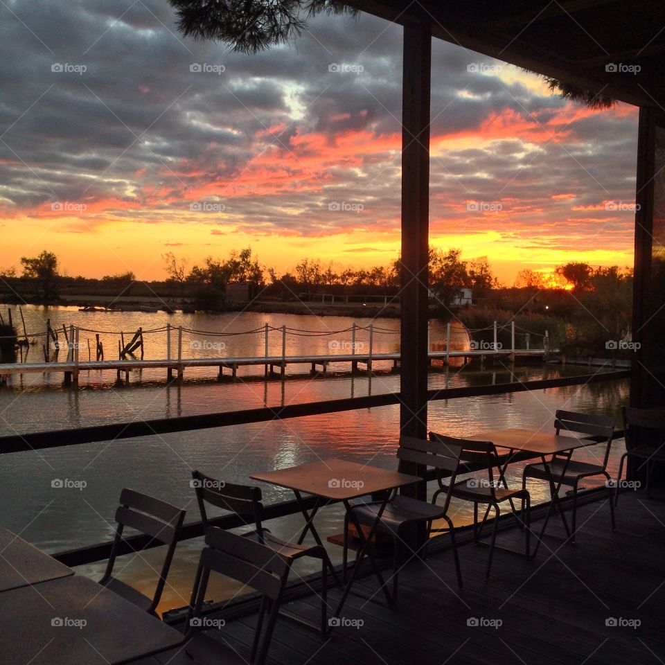 Sunset, No Person, Water, Dawn, Chair