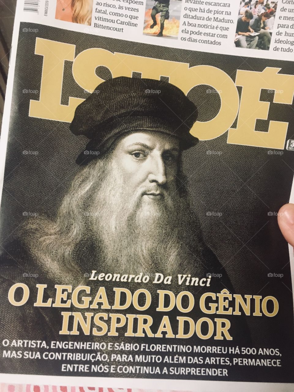 Leonardo da Vinci: um gênio da história da humanidade, celebrado nesta publicação brasileira (Revista Isto É) nos 500 anos da sua morte 