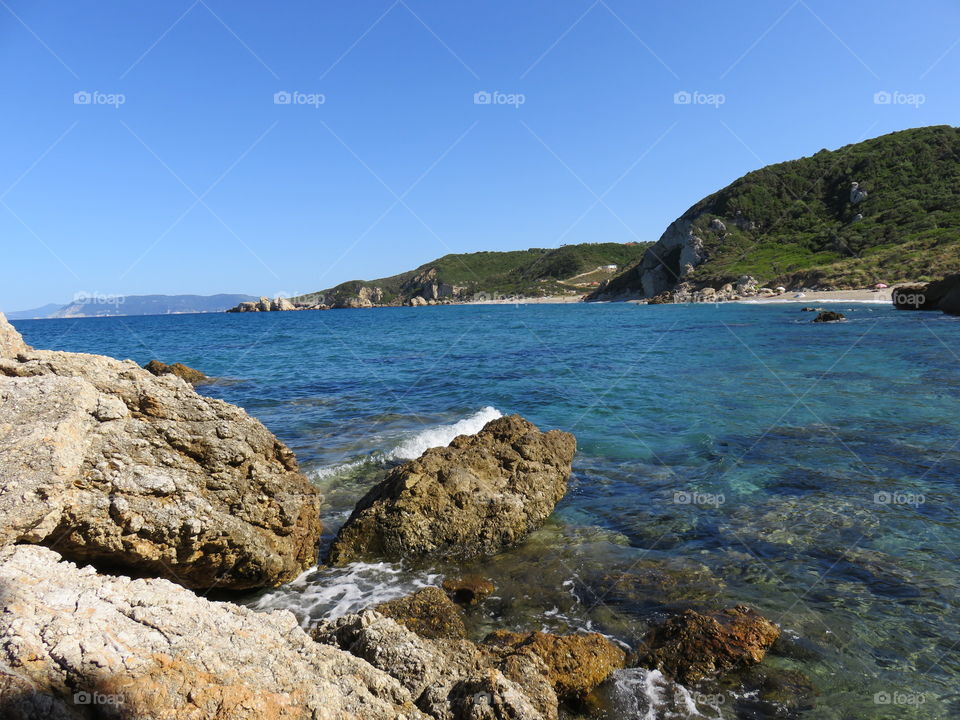 Shallow sea and rocky seashore