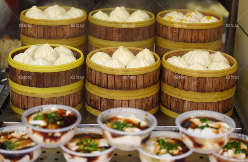 Asia China Beijing chinese strret food market at Wang Fu Jing Baozi dumplings and soup