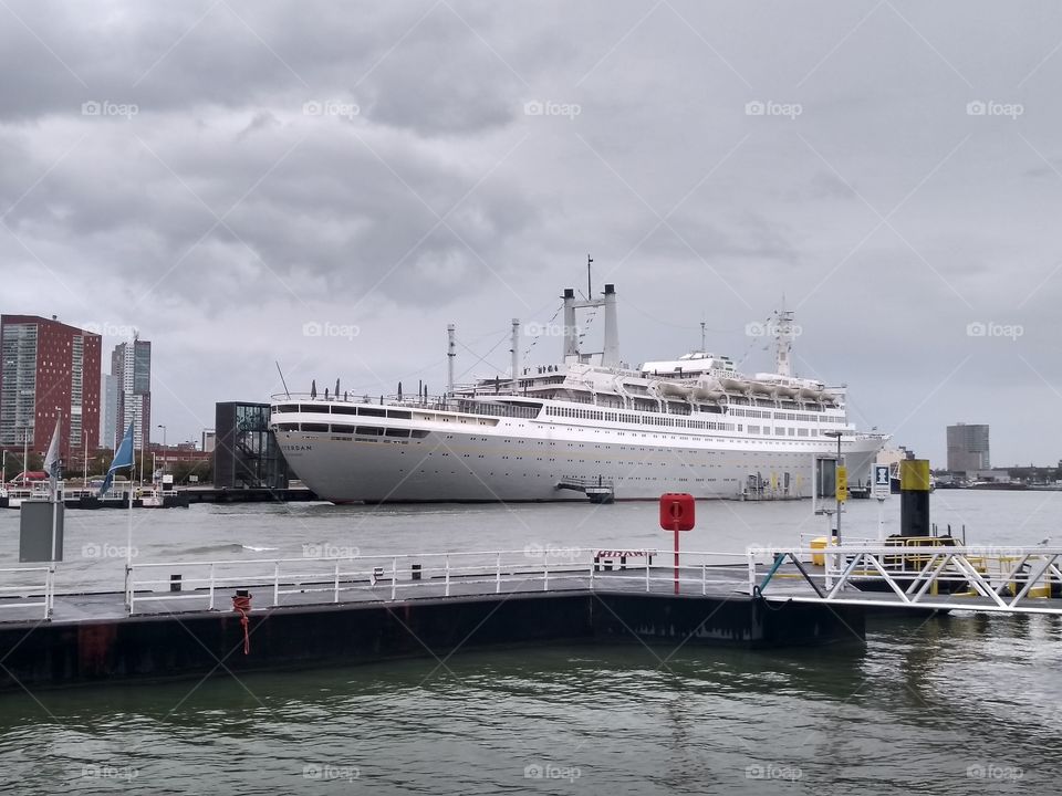 a big ship in Rotterdam