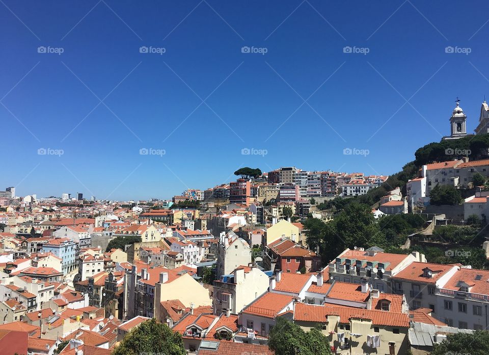 Rooftop dotted view of Lisbon, Portugal.