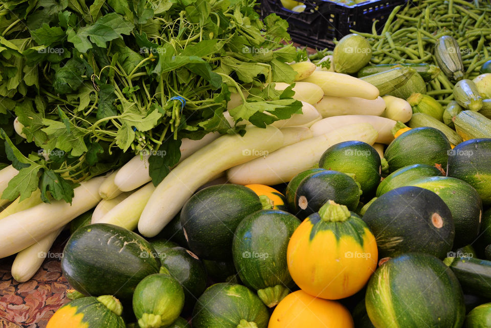 The freshest organic vegetables at a local farmers market 