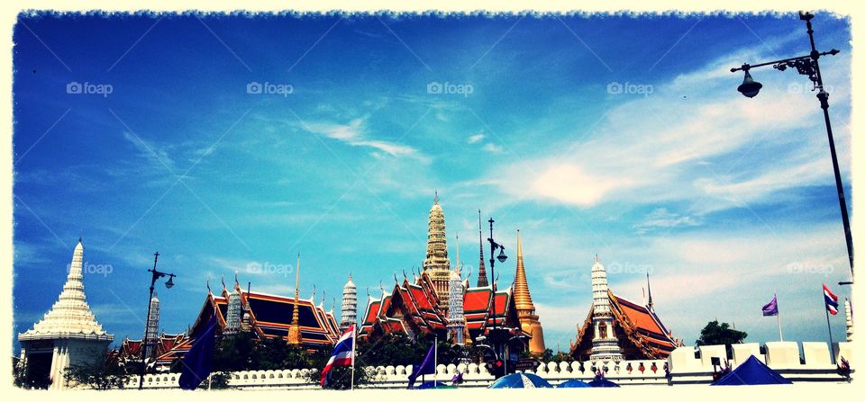 Palace of Siam . Wat Pra Kaew is the grand palace where is a famous landmark of Bangkok.