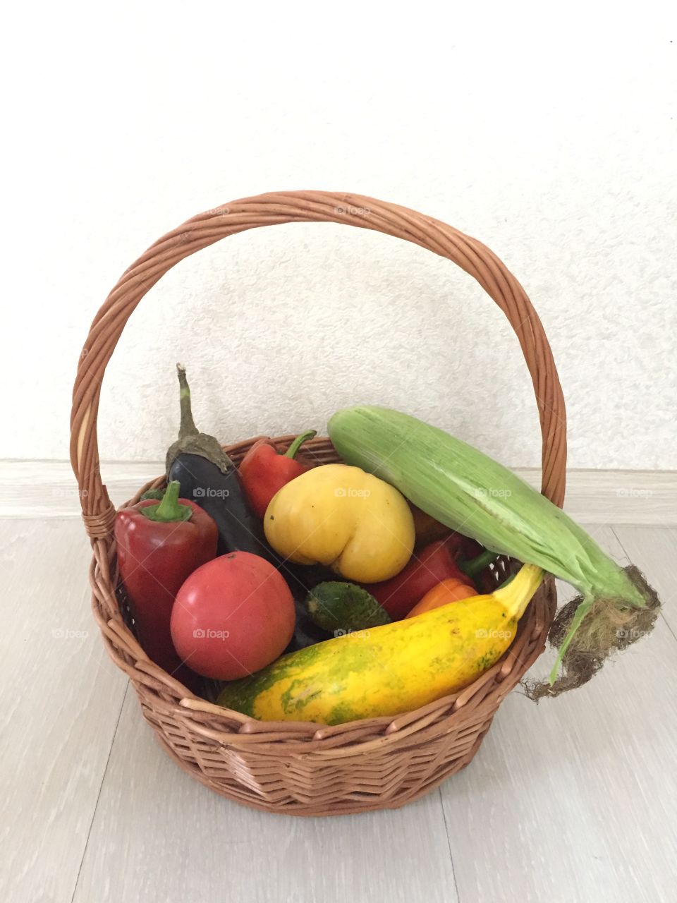 Basket with seasonal vegetables 