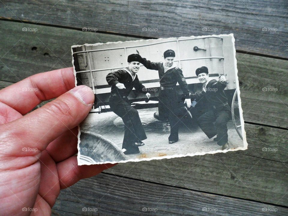 old family album with old black and white photographs