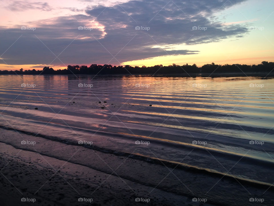 Magic sunrise in summer on the river