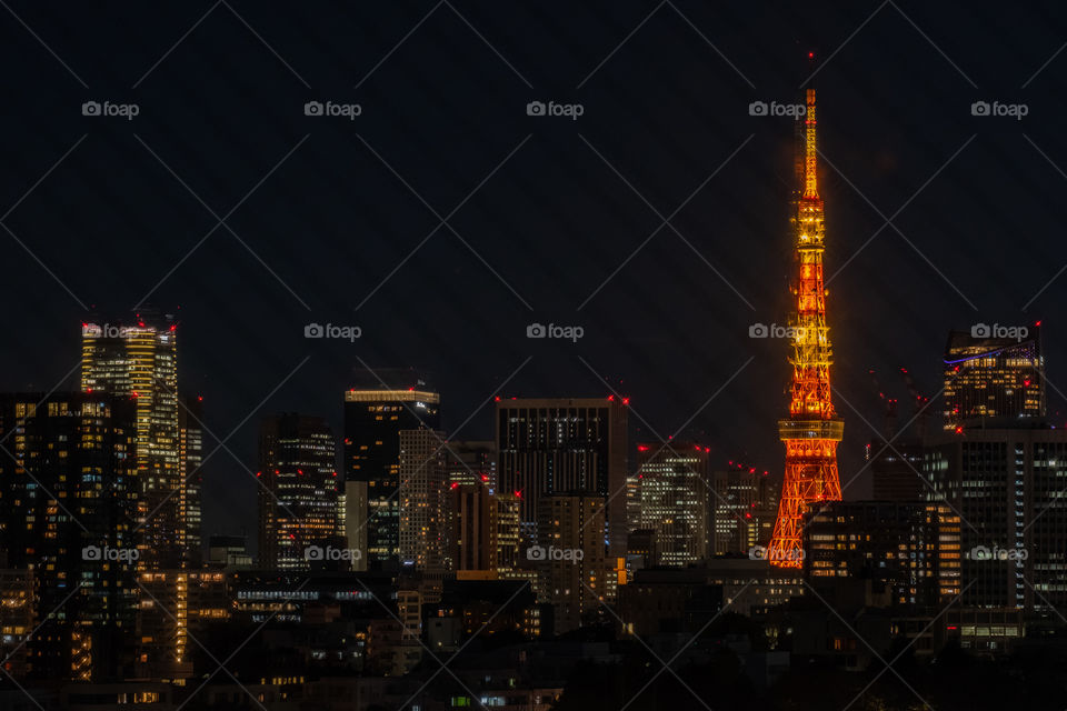 Tokyoo tower and skyscraper in the nice scene