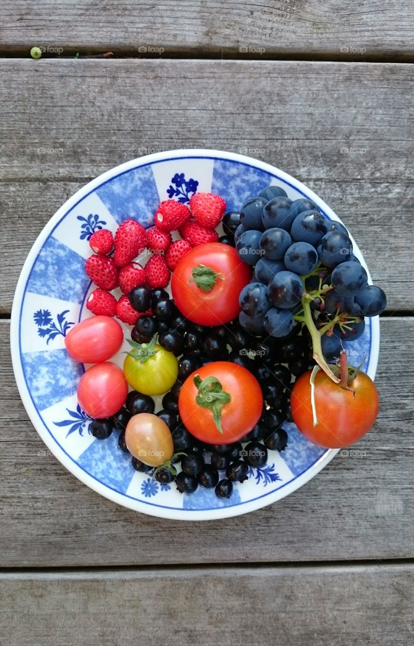 Harvested food on plate