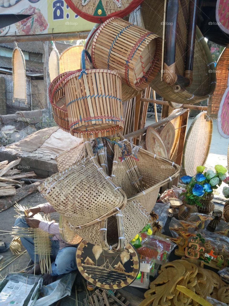 Handmade fishing items,  fish catching instrument  made of bamboo.