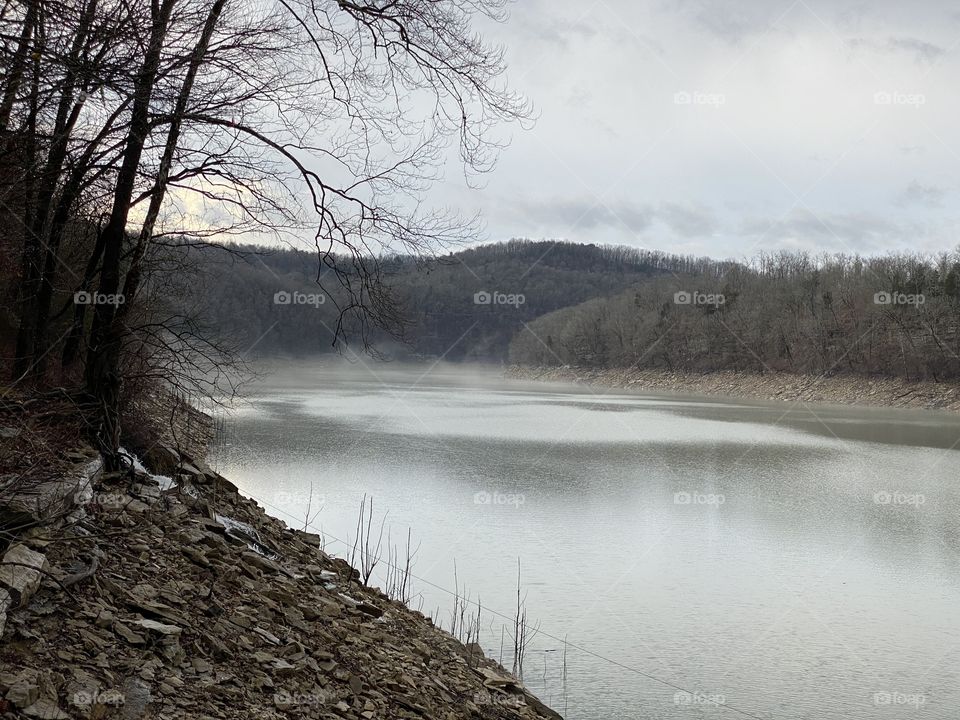 Chilly, foggy, winter day at Lake Cumberland in Kentucky