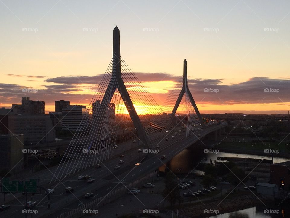 Zakim Bridge Boston Sunset