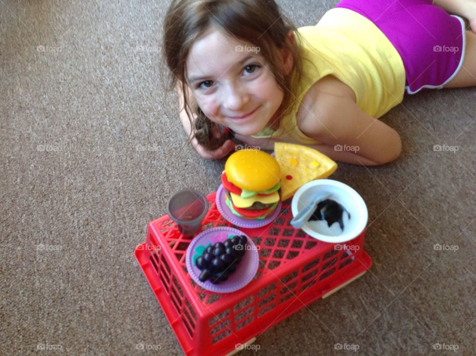 Play time in the toy kitchen