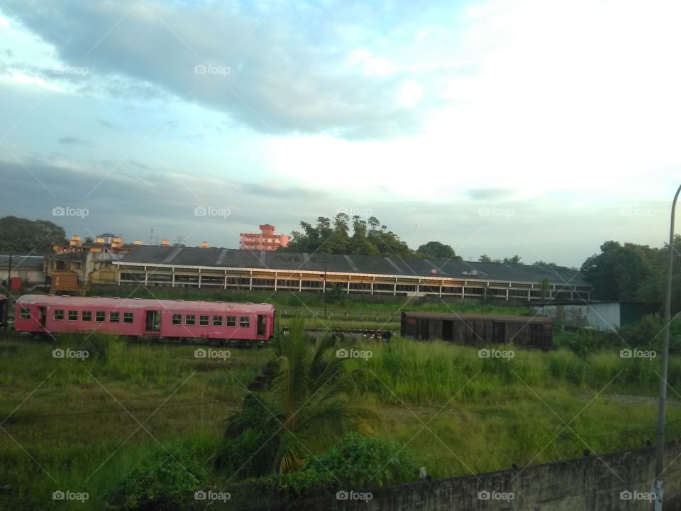 Railway side broken trains