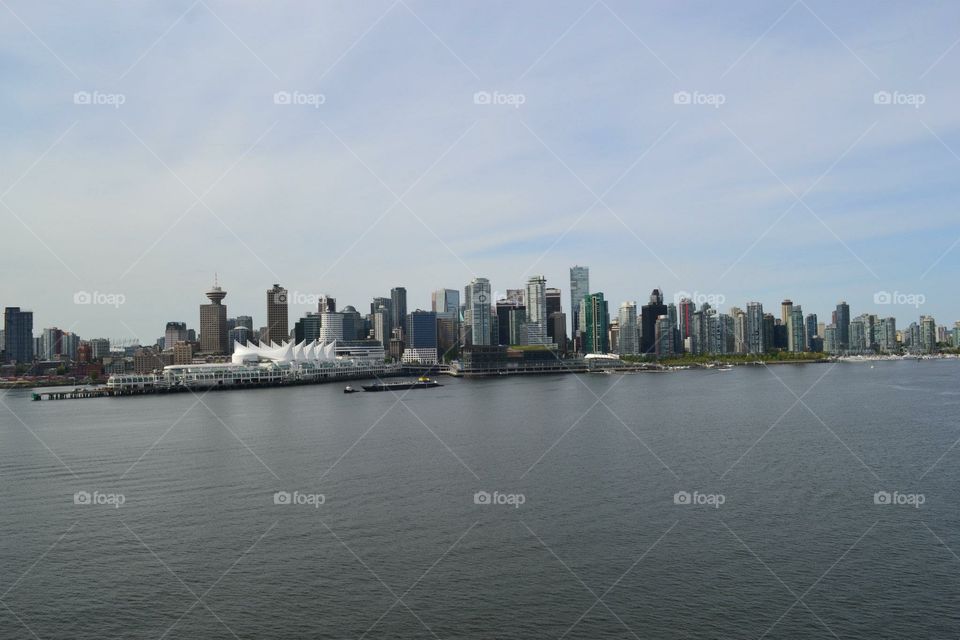 panoramic view of downtown Vancouver via cruise ship 