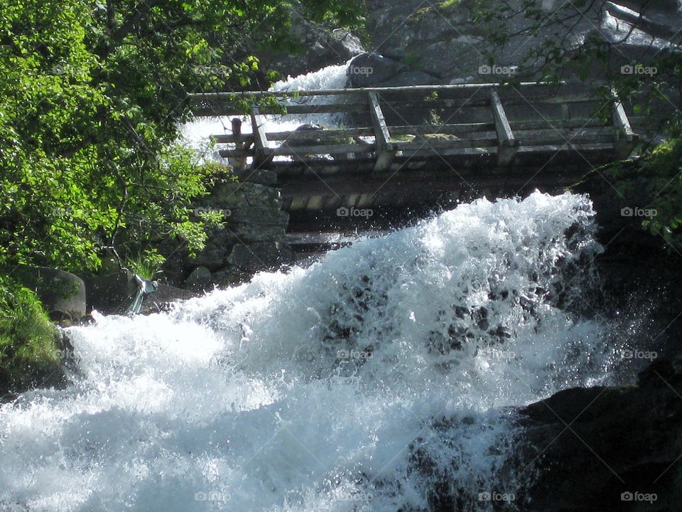 Bridge over Waterfall. Geiranger, Norway