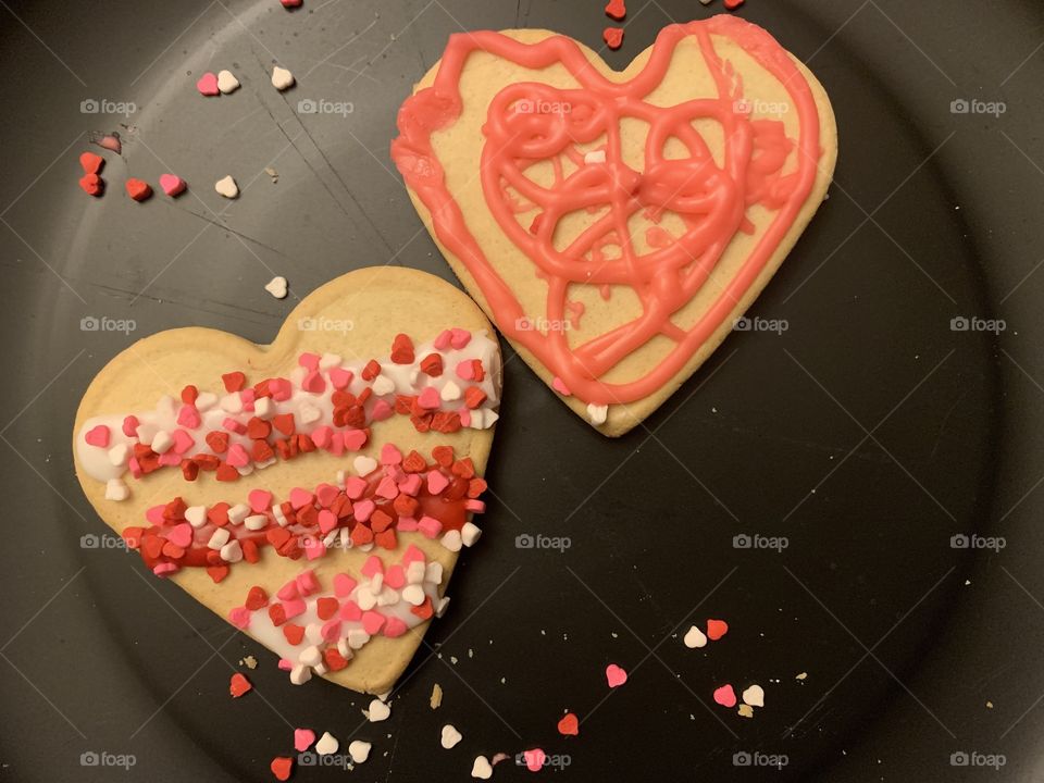 Cookies on a plate for Valentine’s Day 