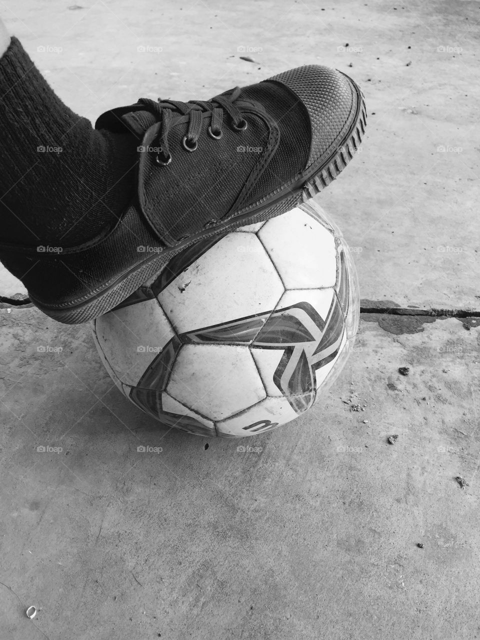 Football under foot.