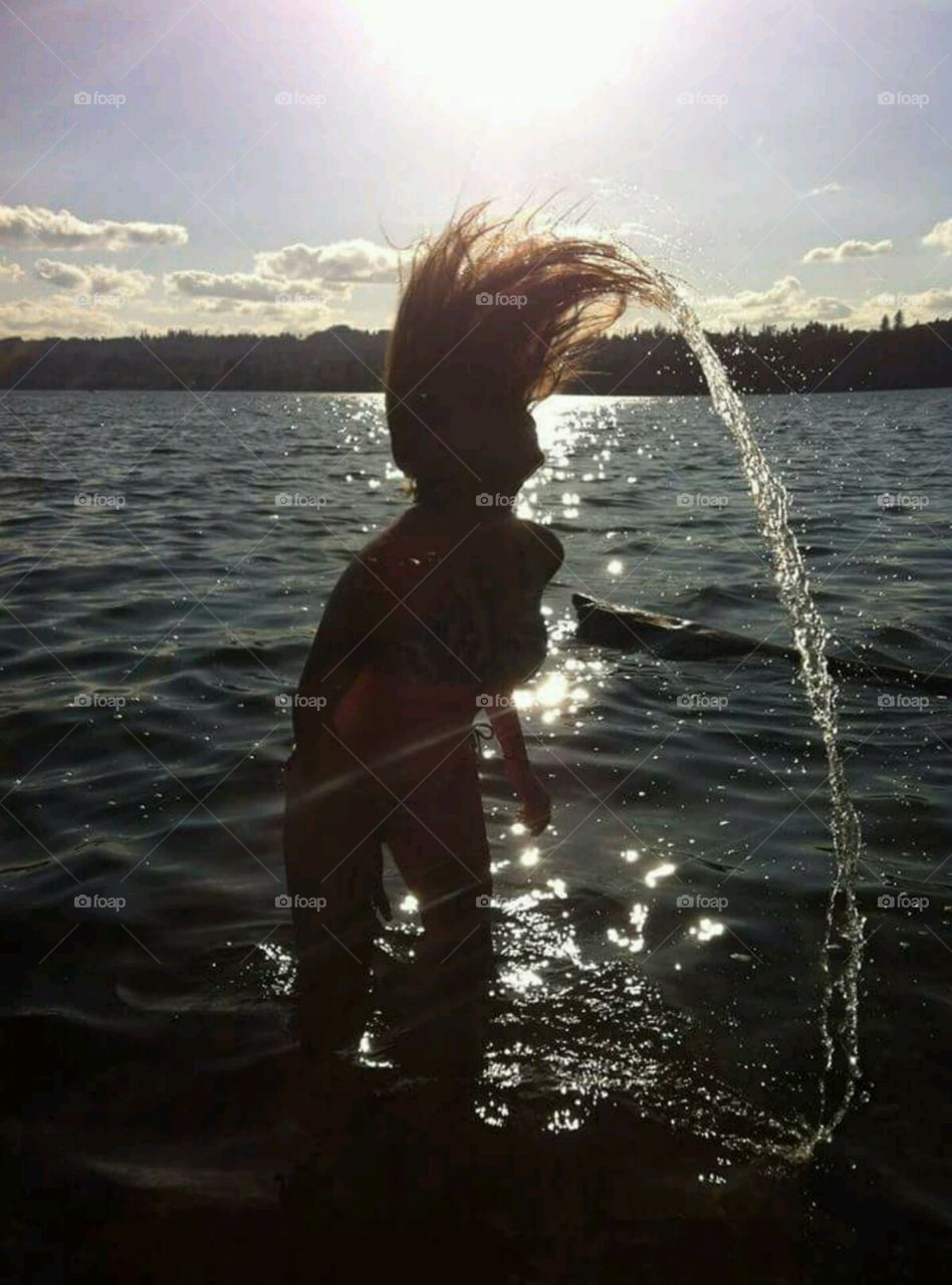 Fun in the Water Pt. 1. My cousin wanted to see if she could do the water hair flip like in the movies.