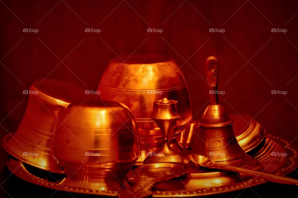 Copper articles at the devotional place were kept ready.