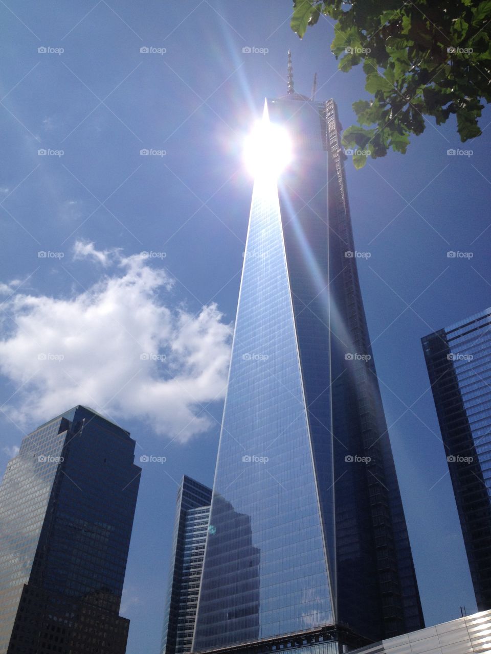 Reflection of the Sun off of the One World Trade Center in New York City