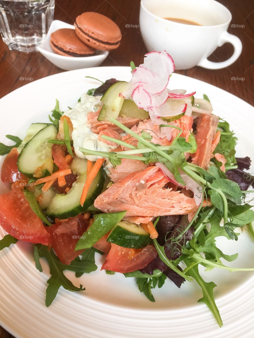 Healthy salad with salmon