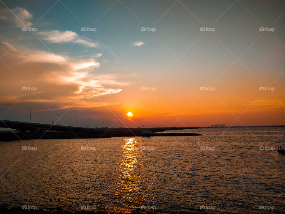 Sunset & Bridge at Pantai Indah Kapuk (PIK), Jakarta, Indonesia