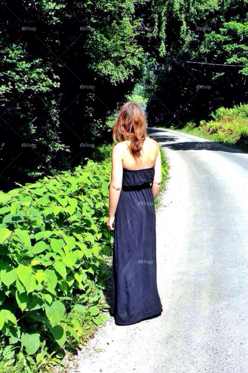 Girl walking in the countryside