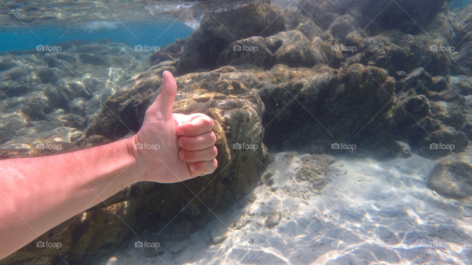 thumb up underwater, travel, sea, vacation, leisure time