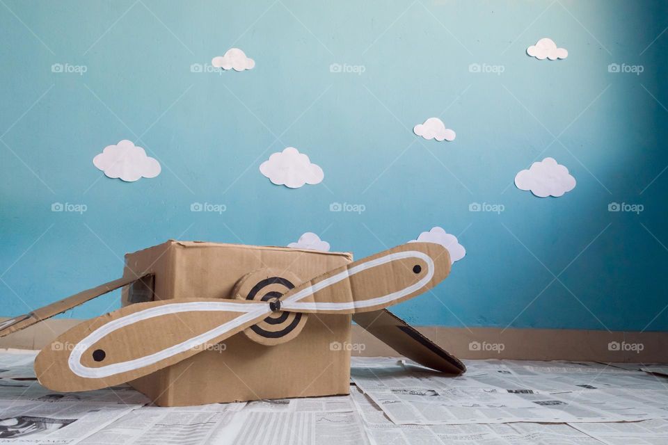 Diy carton box aeroplane.