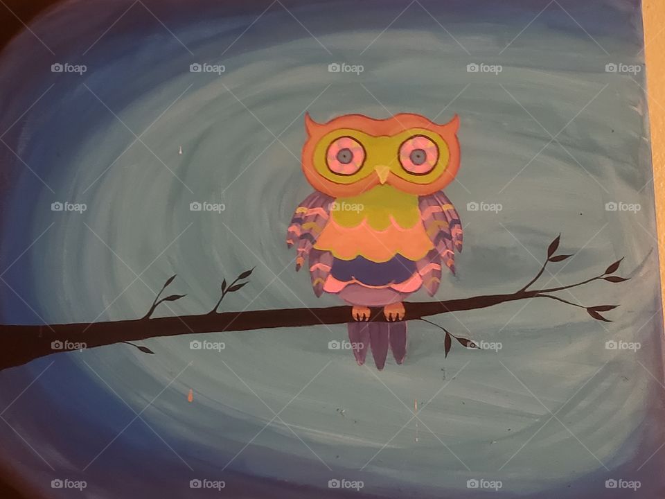 owl canvas paint