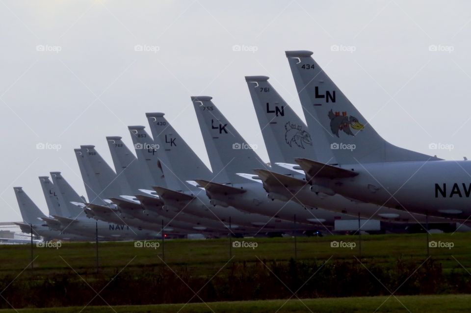 Plane tails in the sky