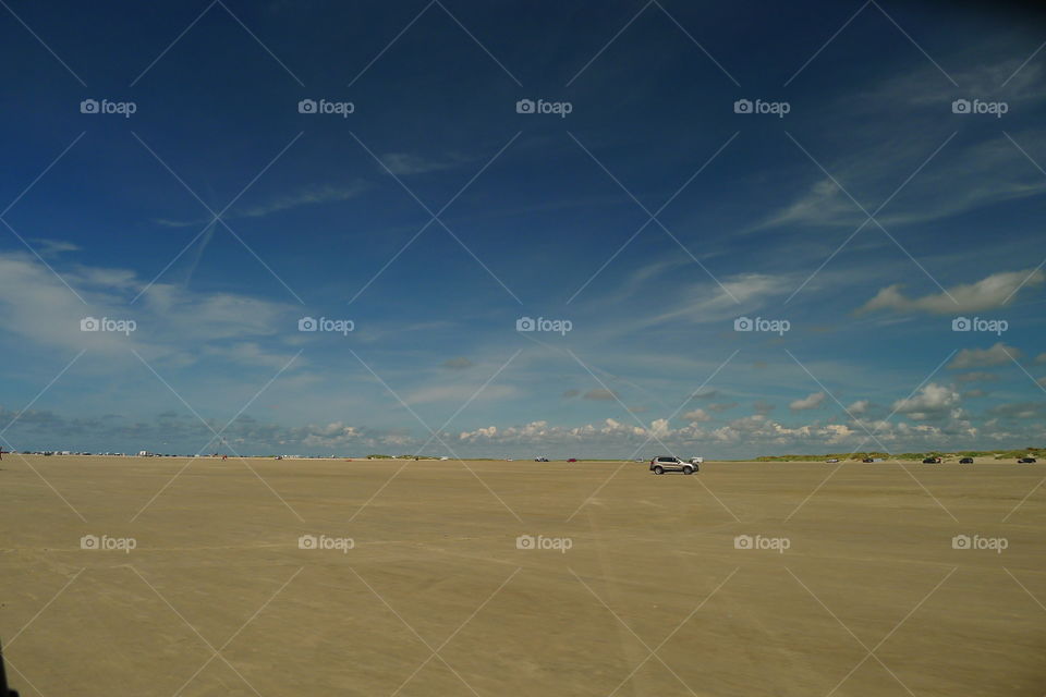 Sand Sommer Strand Himmel blau Auto Drache steigen weit