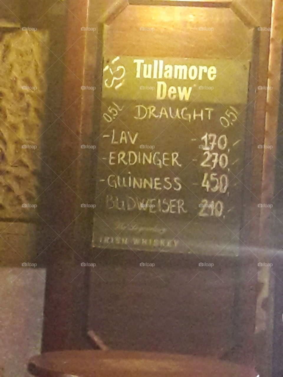 Pub price list